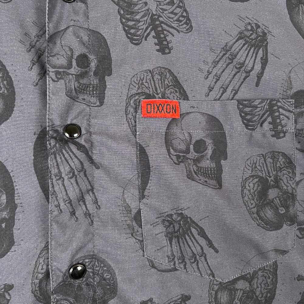 Dixxon Flannel Co Shirt Mens XL Love Kills Skulls Bones Pearl Snap Stretch - Picture 6 of 10